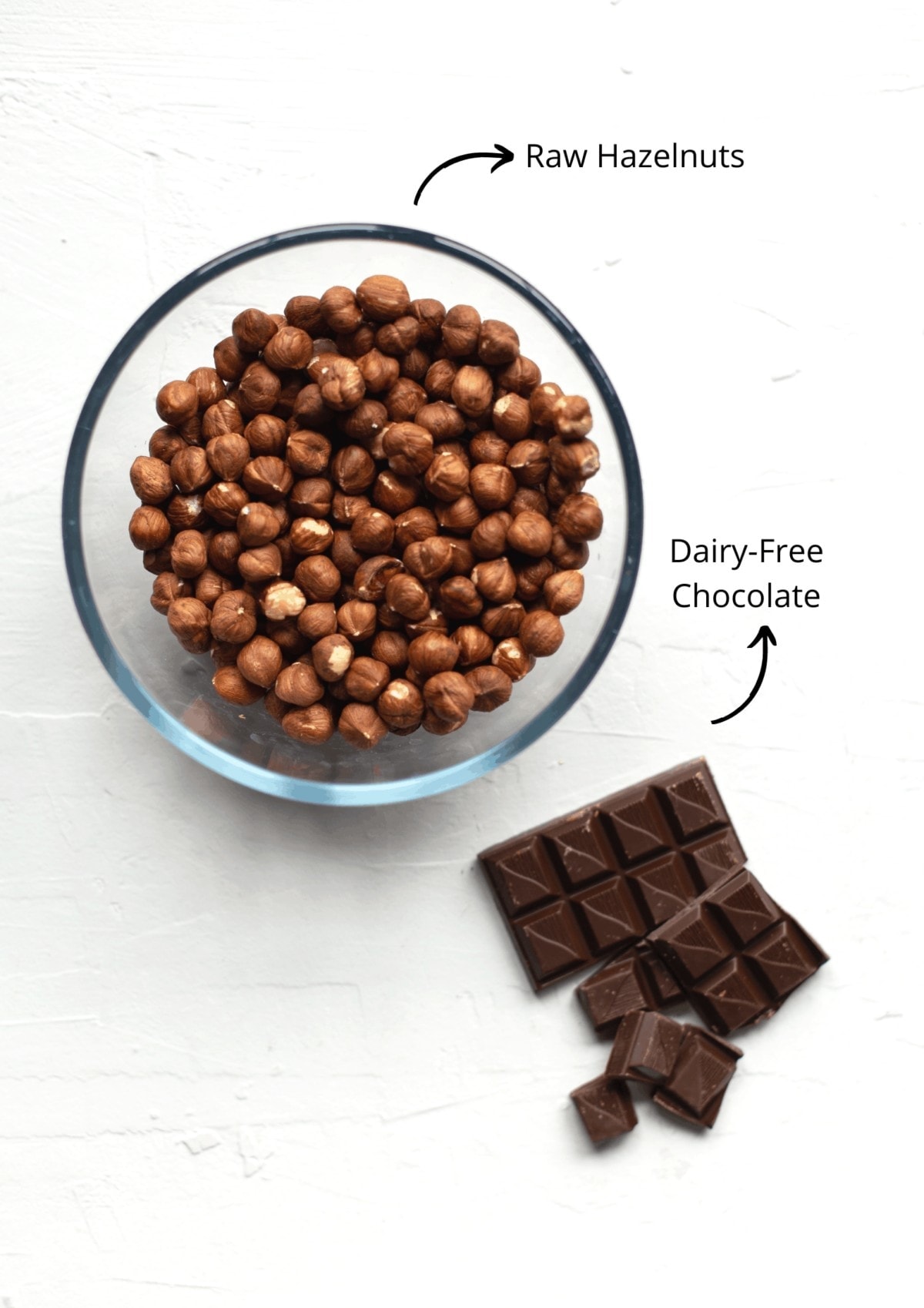 Overhead view of vegan nutella ingredients.