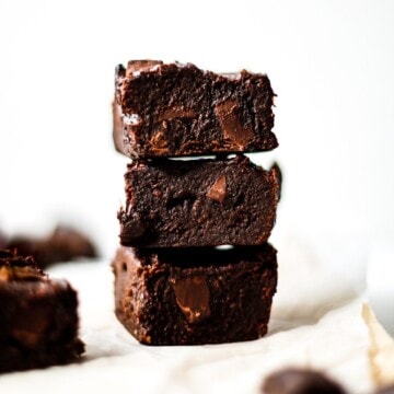 A pile of vegan date brownies.