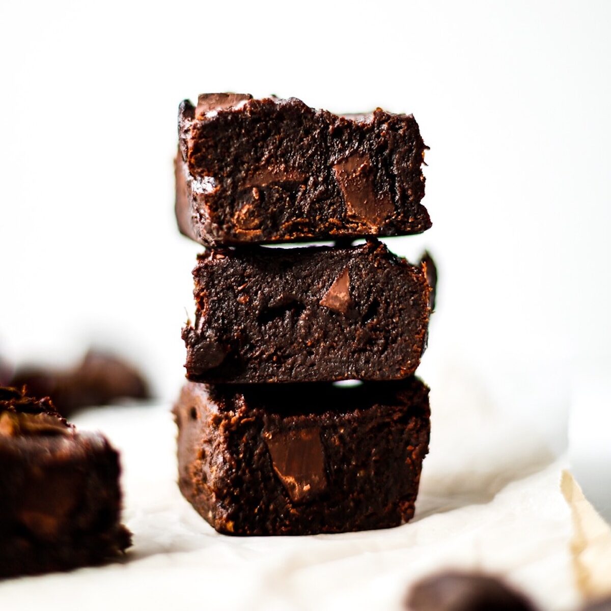 A pile of vegan date brownies.